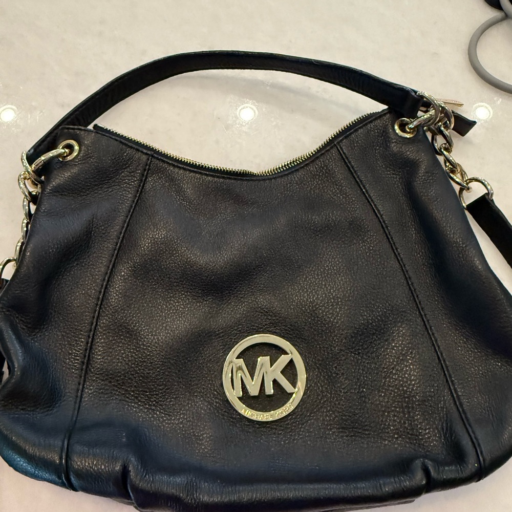 Michael Kors Black Shoulder Bag with silver Accents